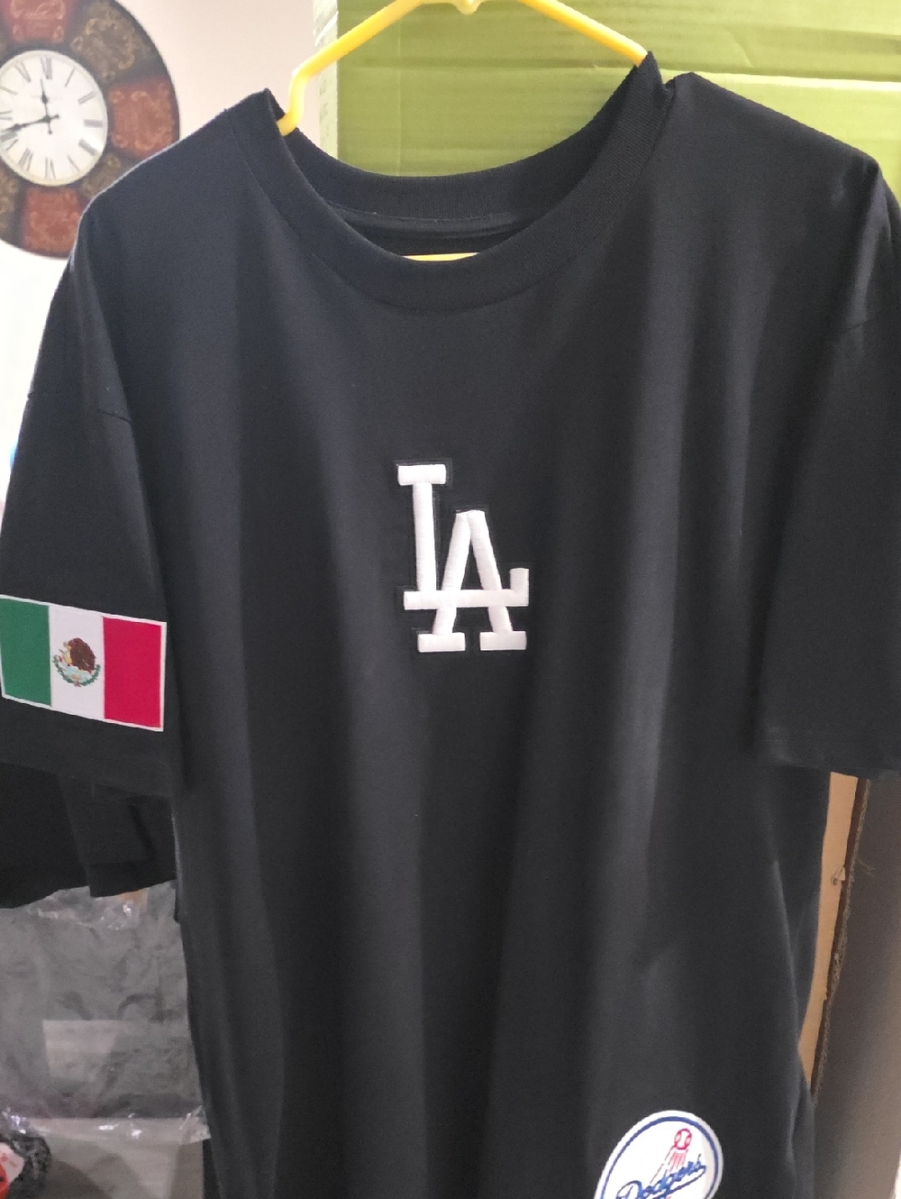 Black LA Logo Tee with Mexican Flag Patch, never Warn Like New $60 Size S FITS L